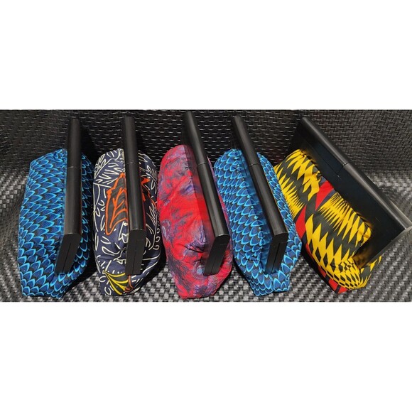 Midnight Botanical Wood Frame Multicolor Ankara Clutch Purse Bag - Picture 8 of 8
